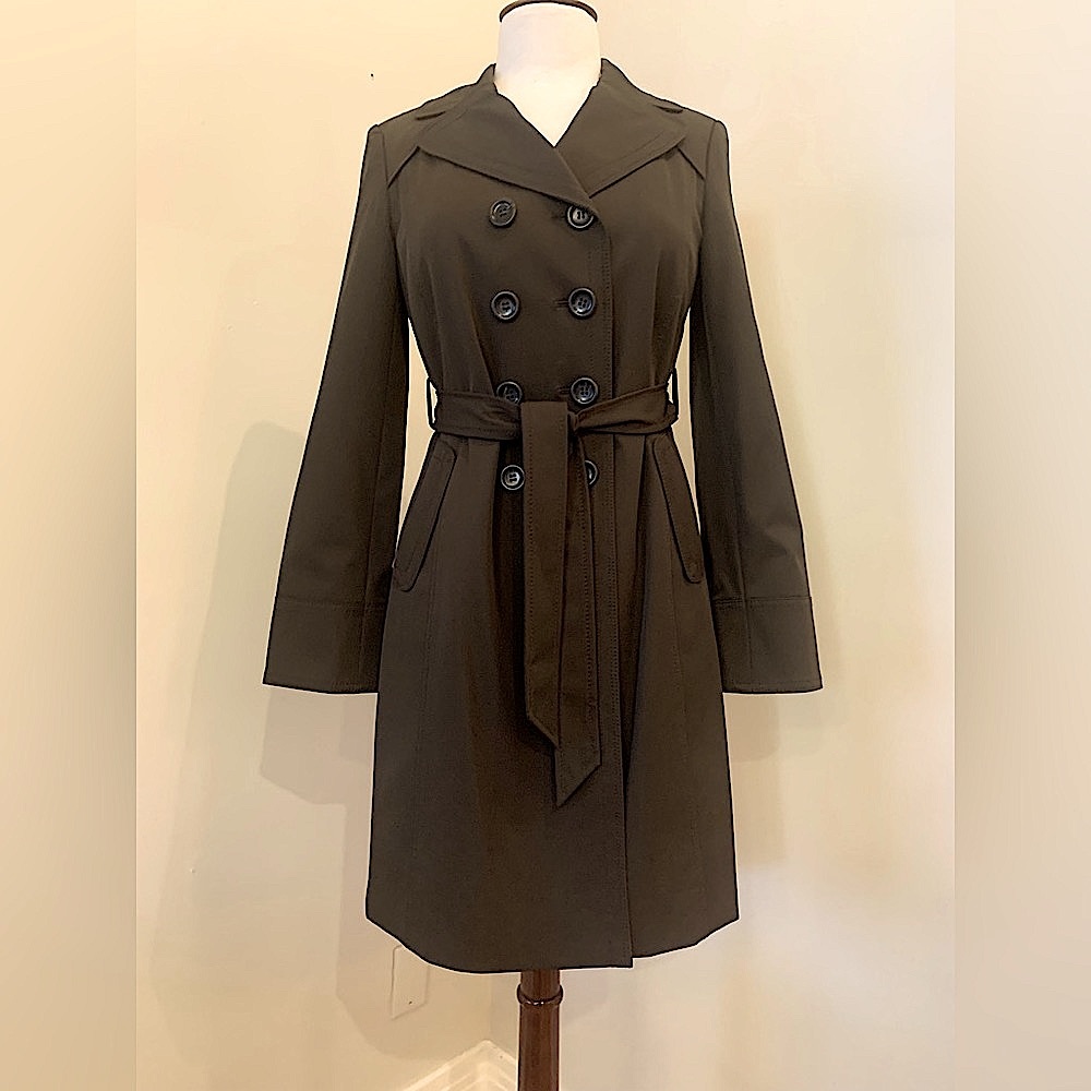 Chocolate brown rain coat.